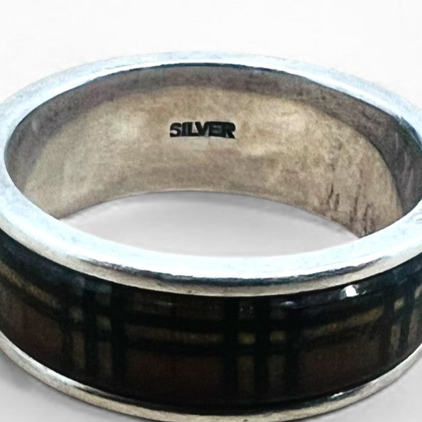 BURBERRY Silver Ring, Size 13, Nova Check Logo, Silver 925