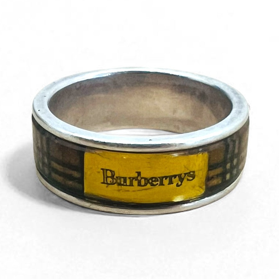 BURBERRY Silver Ring, Size 13, Nova Check Logo, Silver 925