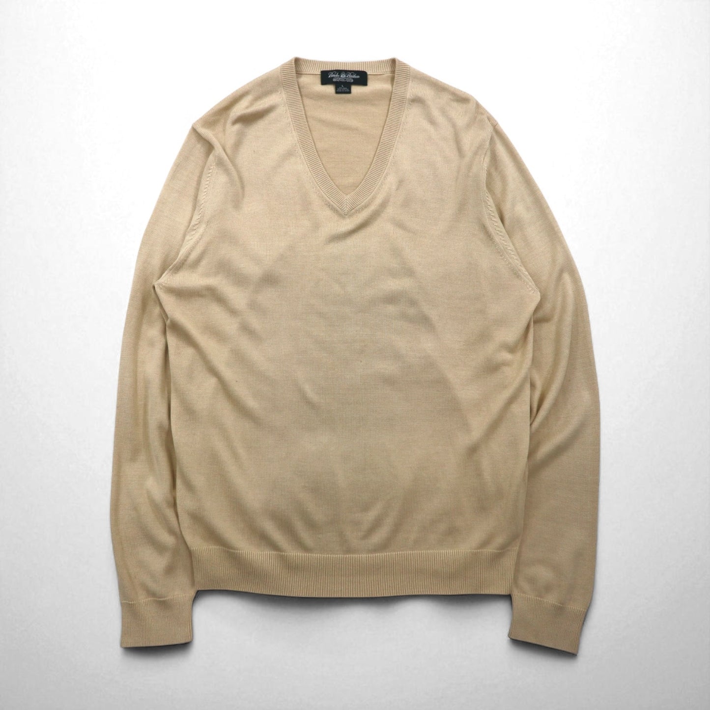 Brooks Brothers セーター Vネック シルクニット セーター L ベージュ コットン COUNTRY CLUB