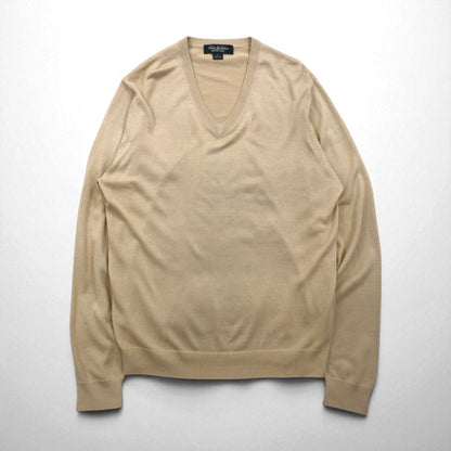 Brooks Brothers セーター Vネック シルクニット セーター L ベージュ コットン COUNTRY CLUB