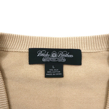 Brooks Brothers セーター Vネック シルクニット セーター L ベージュ コットン COUNTRY CLUB