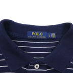 POLO RALPH LAUREN Striped Polo Shirt L Navy Cotton Small Pony Embroidery Made in Sri Lanka