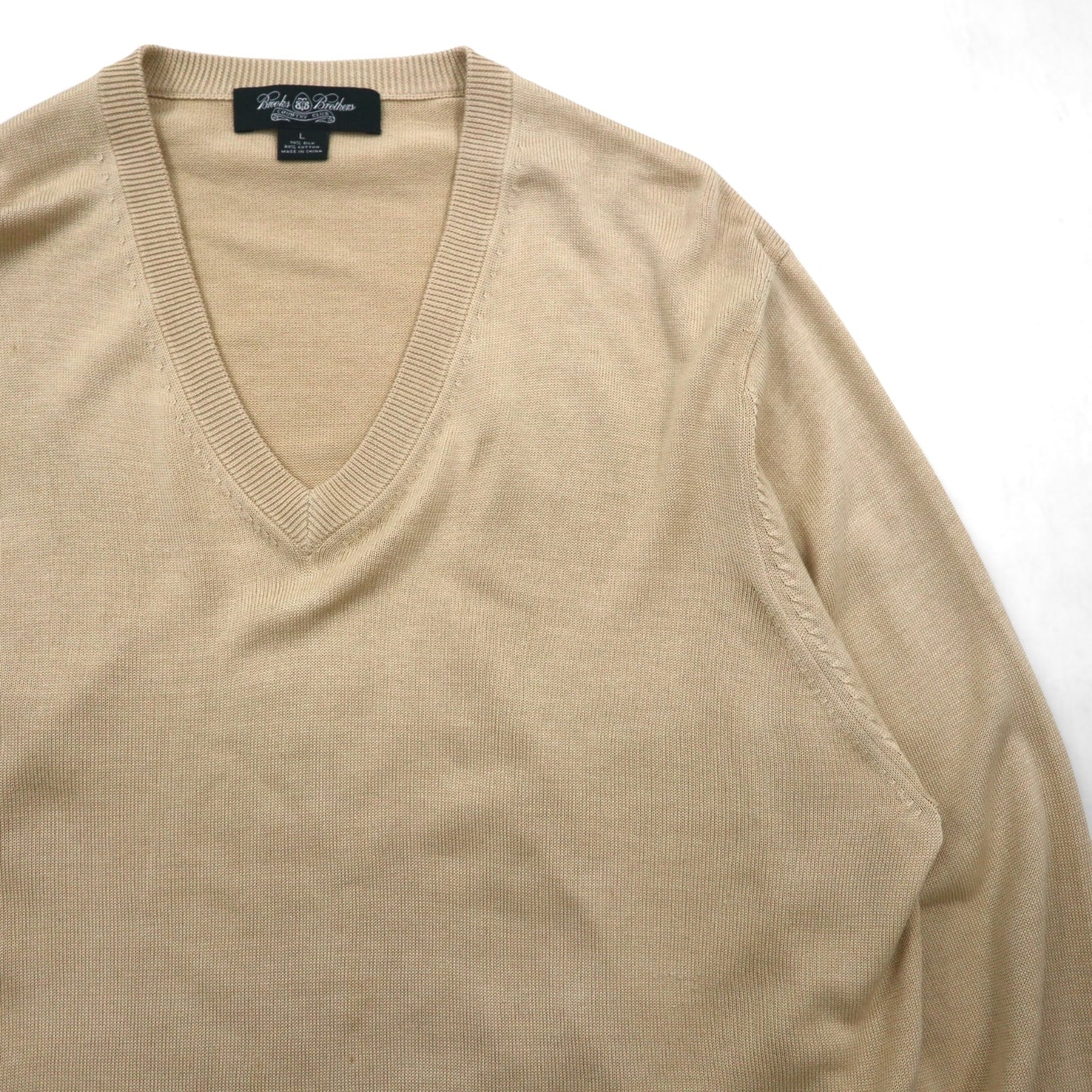 Brooks Brothers セーター Vネック シルクニット セーター L ベージュ コットン COUNTRY CLUB