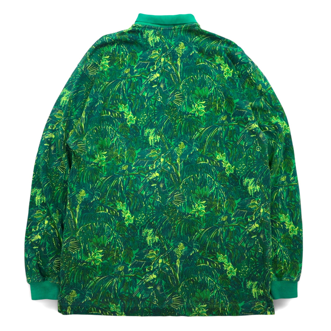 nautica 90s big size long sleeve polo shirt L green cotton all-over camouflage botanical
