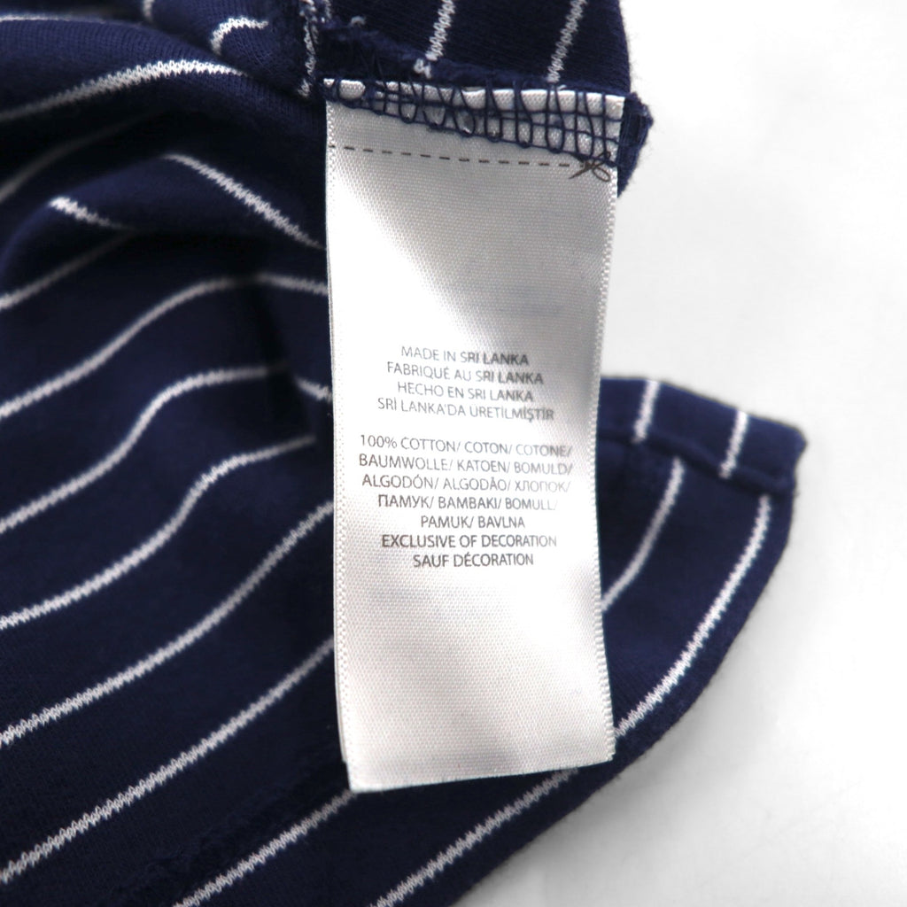POLO RALPH LAUREN Striped Polo Shirt L Navy Cotton Small Pony Embroidery Made in Sri Lanka