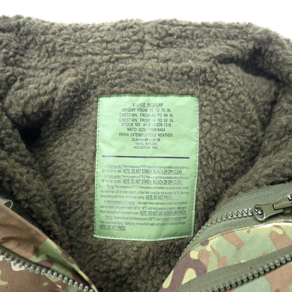 HOUSTON ECWSC 3WAY Cold Weather Parka XL Khaki Camouflage Nylon Water Repellent Boa Fleece Liner Removable Military US ARMY US Army ECWCS PARKA COLD WEATHER 8405-01-228-1316