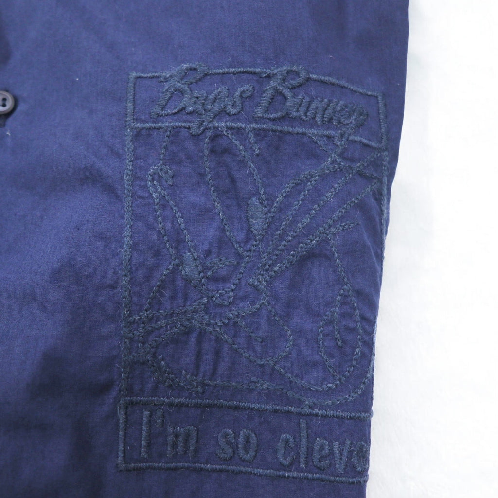 JC de Castelbajac × WARNER BROS Made in Italy 90s Button-down Shirt L Navy LOONEY TUNES Bugs Bunny Embroidery
