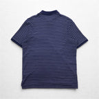 POLO RALPH LAUREN Striped Polo Shirt L Navy Cotton Small Pony Embroidery Made in Sri Lanka