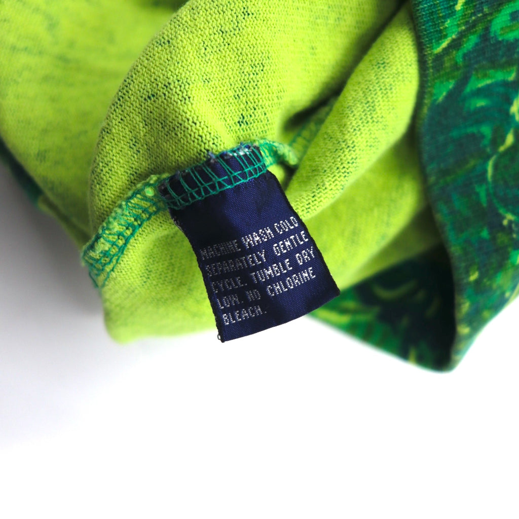 nautica 90s big size long sleeve polo shirt L green cotton all-over camouflage botanical