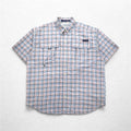 Columbia PFG Super Bahama UVカット オムニシェード バハマ フィッシングシャツ L ホワイト ブルー チェック ナイロン FM7190