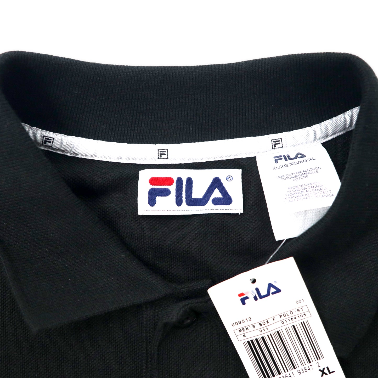 カナダ製 FILA 90年代 ポロシャツ XL ブラック コットン ワンポイントロゴ ビッグサイズ 未使用品