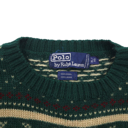 Polo Ralph Lauren 90年代 バーズアイ ノルディック ニット セーター XL グリーン ウール 羊毛
