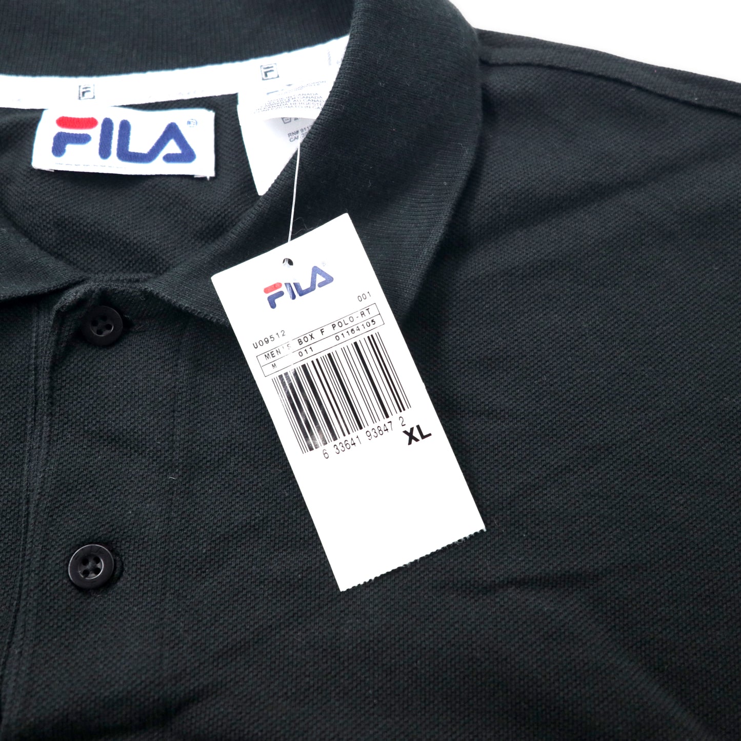 カナダ製 FILA 90年代 ポロシャツ XL ブラック コットン ワンポイントロゴ ビッグサイズ 未使用品