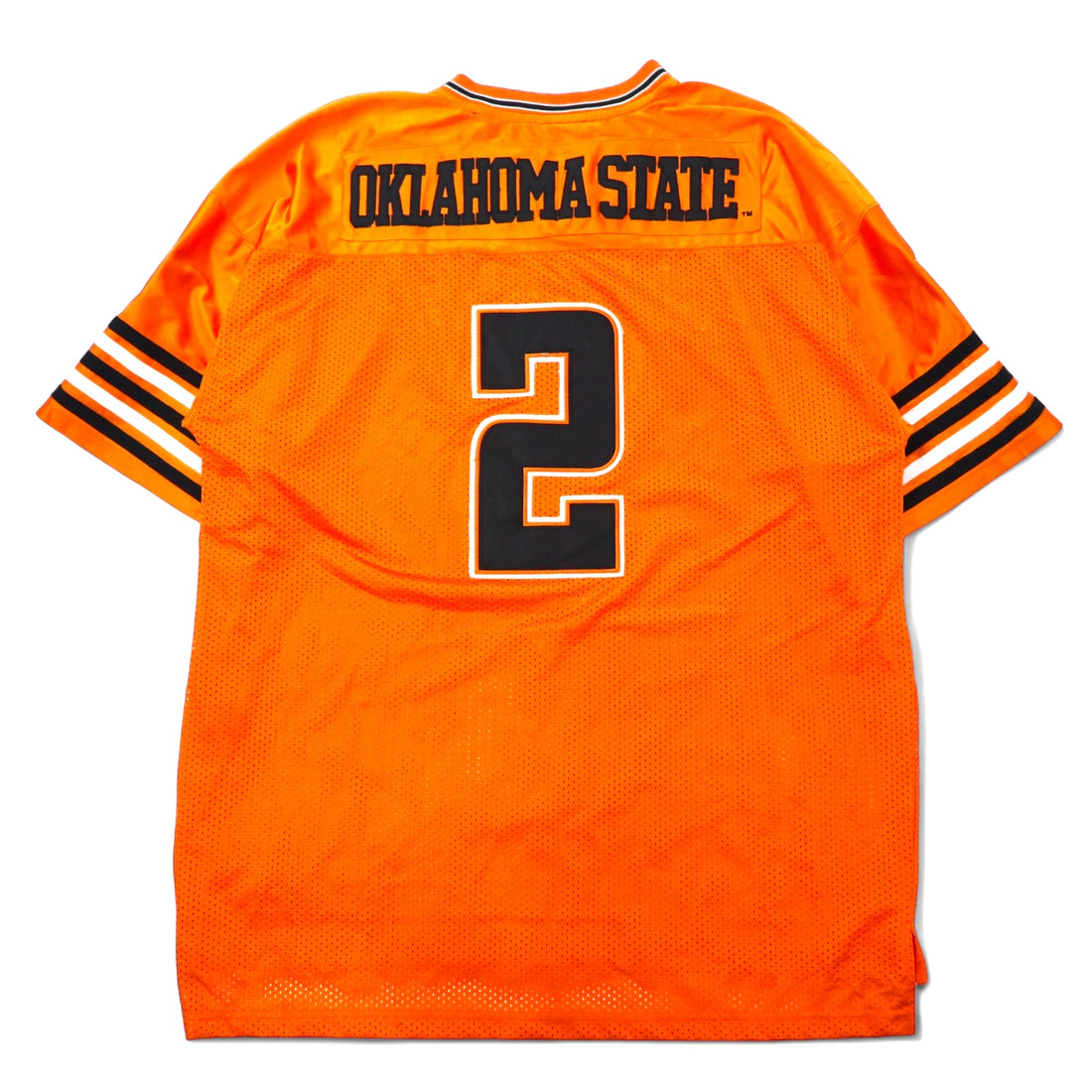 90s COLLEGE EQUIPMENT Game Shirt XXL Orange Polyester Mesh Numbering NCAA COWBOYS Big Size