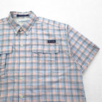 Columbia PFG Super Bahama UVカット オムニシェード バハマ フィッシングシャツ L ホワイト ブルー チェック ナイロン FM7190