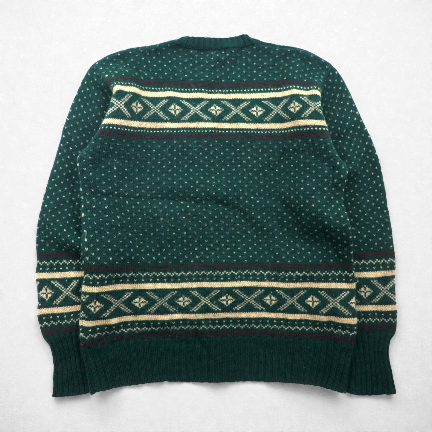 Polo Ralph Lauren 90年代 バーズアイ ノルディック ニット セーター XL グリーン ウール 羊毛