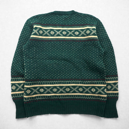 Polo Ralph Lauren 90年代 バーズアイ ノルディック ニット セーター XL グリーン ウール 羊毛