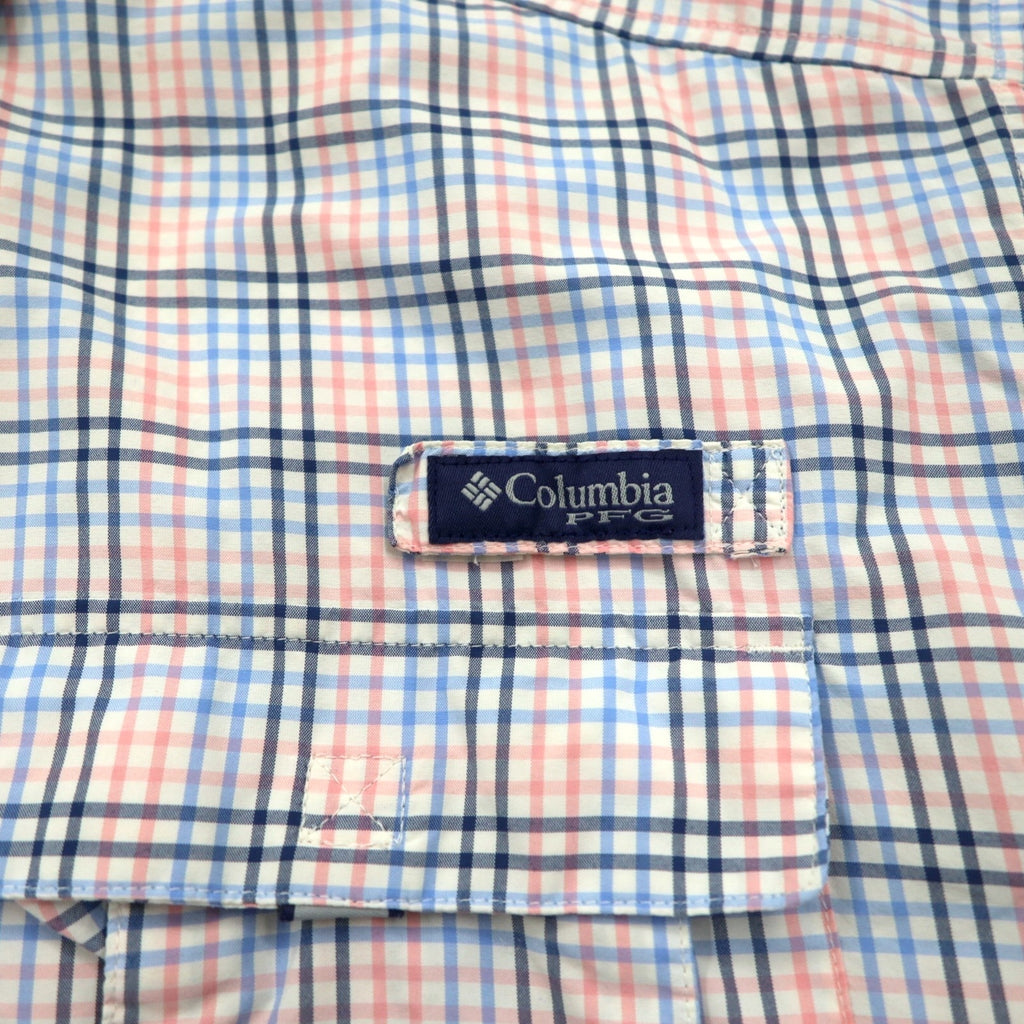 Columbia PFG Super Bahama UVカット オムニシェード バハマ フィッシングシャツ L ホワイト ブルー チェック ナイロン FM7190
