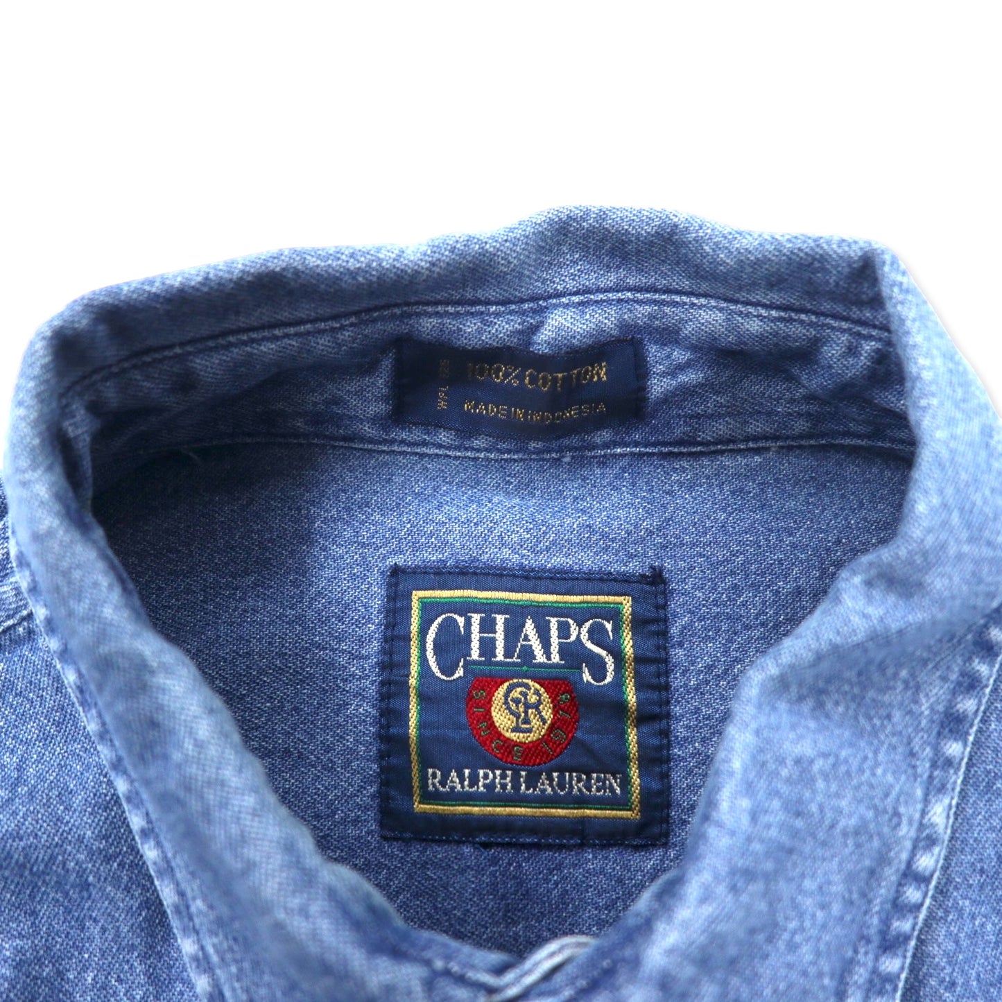 CHAPS RALPH LAUREN 90年代 デニム ボタンダウンシャツ XL ブルー コットン ワンポイントロゴ刺繍