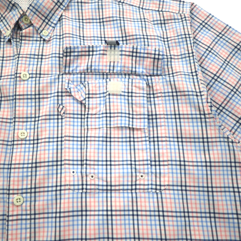 Columbia PFG Super Bahama UVカット オムニシェード バハマ フィッシングシャツ L ホワイト ブルー チェック ナイロン FM7190