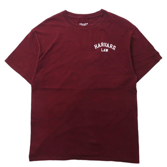 日本然リトテ-古着オンライン-Champion カレッジプリントTシャツ XL ボルドー コットン HARVARD-