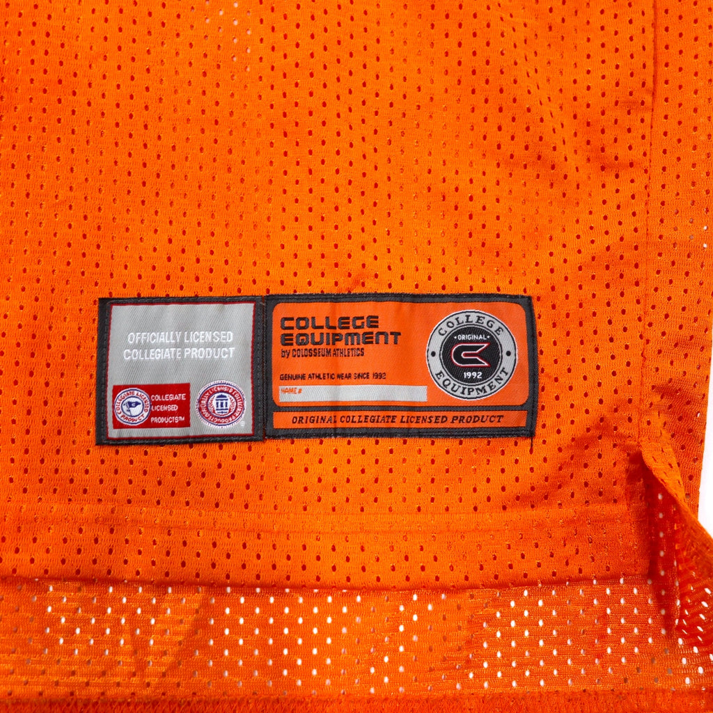 90s COLLEGE EQUIPMENT Game Shirt XXL Orange Polyester Mesh Numbering NCAA COWBOYS Big Size