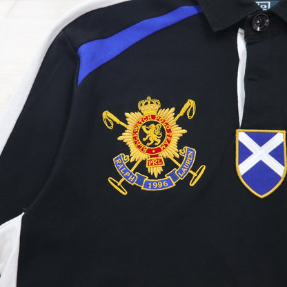 Polo by Ralph Lauren ビッグポニー ラガーシャツ S ブラック ピマコットン ナンバリング BLACK WATCH POLO TEAM
