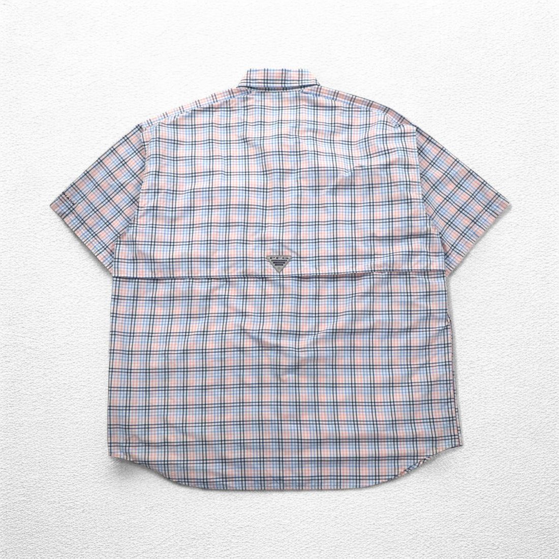 Columbia PFG Super Bahama UVカット オムニシェード バハマ フィッシングシャツ L ホワイト ブルー チェック ナイロン FM7190