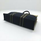 HERMES Foul Tou MM Tote Bag, Khaki Canvas, Two-Tone, Made in France