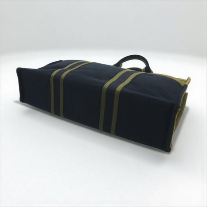 HERMES フールトゥ MM トートバッグ カーキ キャンバス バイカラー フランス製