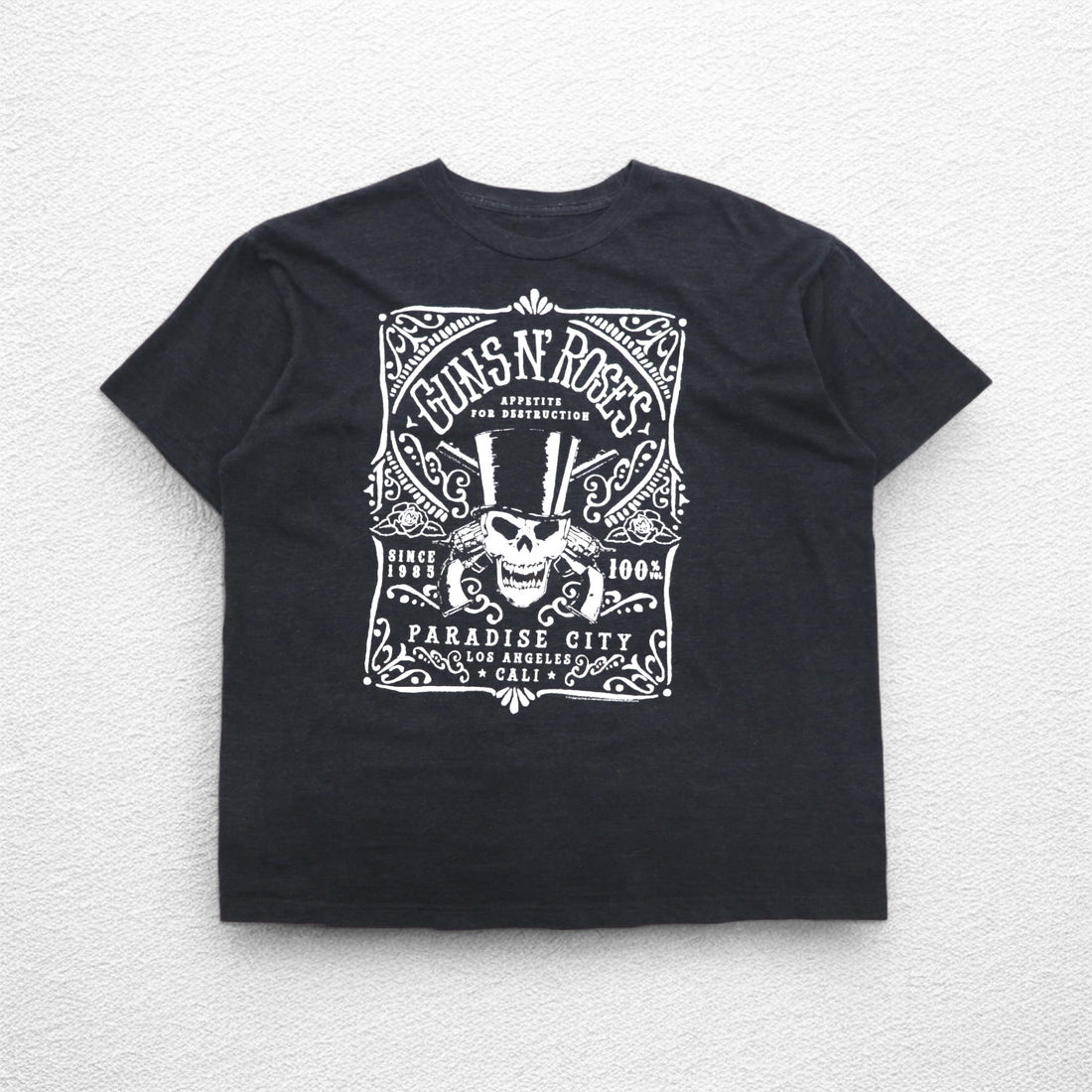 GUNS N' ROSES ガンズアンドローゼズ ロック バンド Tシャツ XL グレー コットン PARADISE CITY スカル bravado メキシコ製