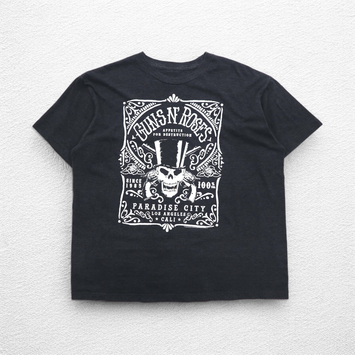 GUNS N' ROSES Rock Band T-Shirt XL Gray Cotton PARADISE CITY Skull Bravado Made in Mexico