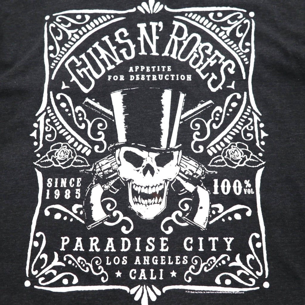 GUNS N' ROSES ガンズアンドローゼズ ロック バンド Tシャツ XL グレー コットン PARADISE CITY スカル bravado メキシコ製