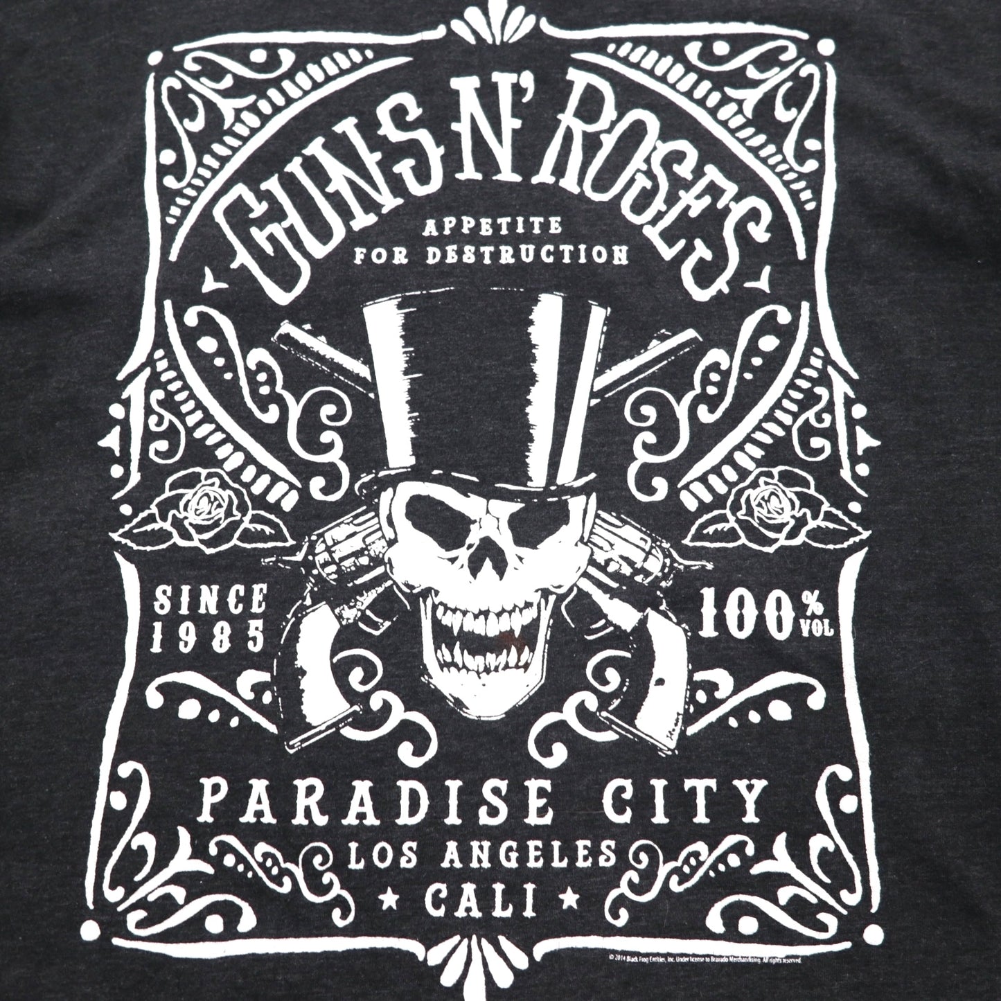 GUNS N' ROSES Rock Band T-Shirt XL Gray Cotton PARADISE CITY Skull Bravado Made in Mexico