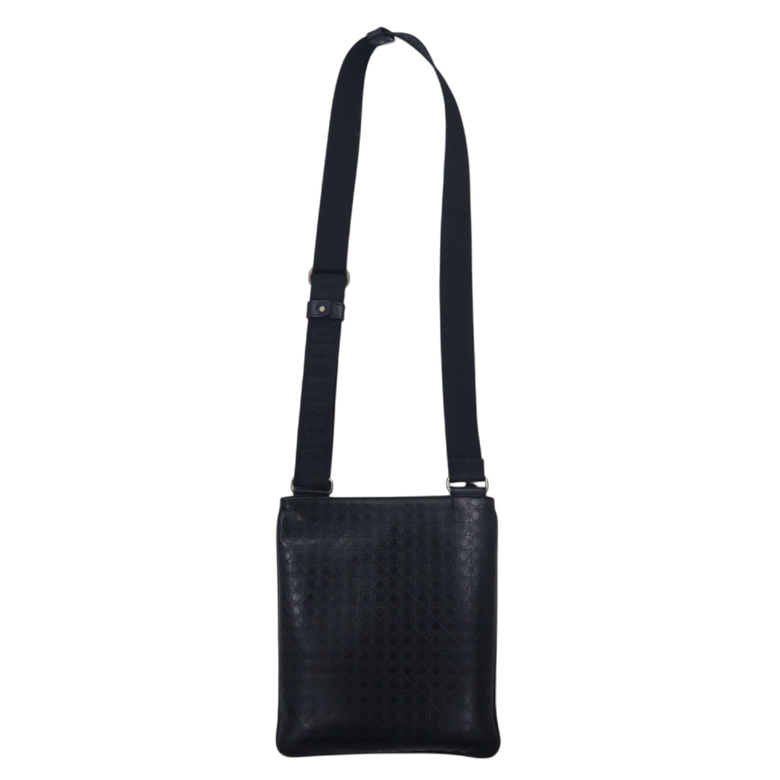 Salvatore Ferragamo Made in Italy Gamma Soft Shoulder Bag Black Leather Gancini Monogram Embossed FB-24 9420