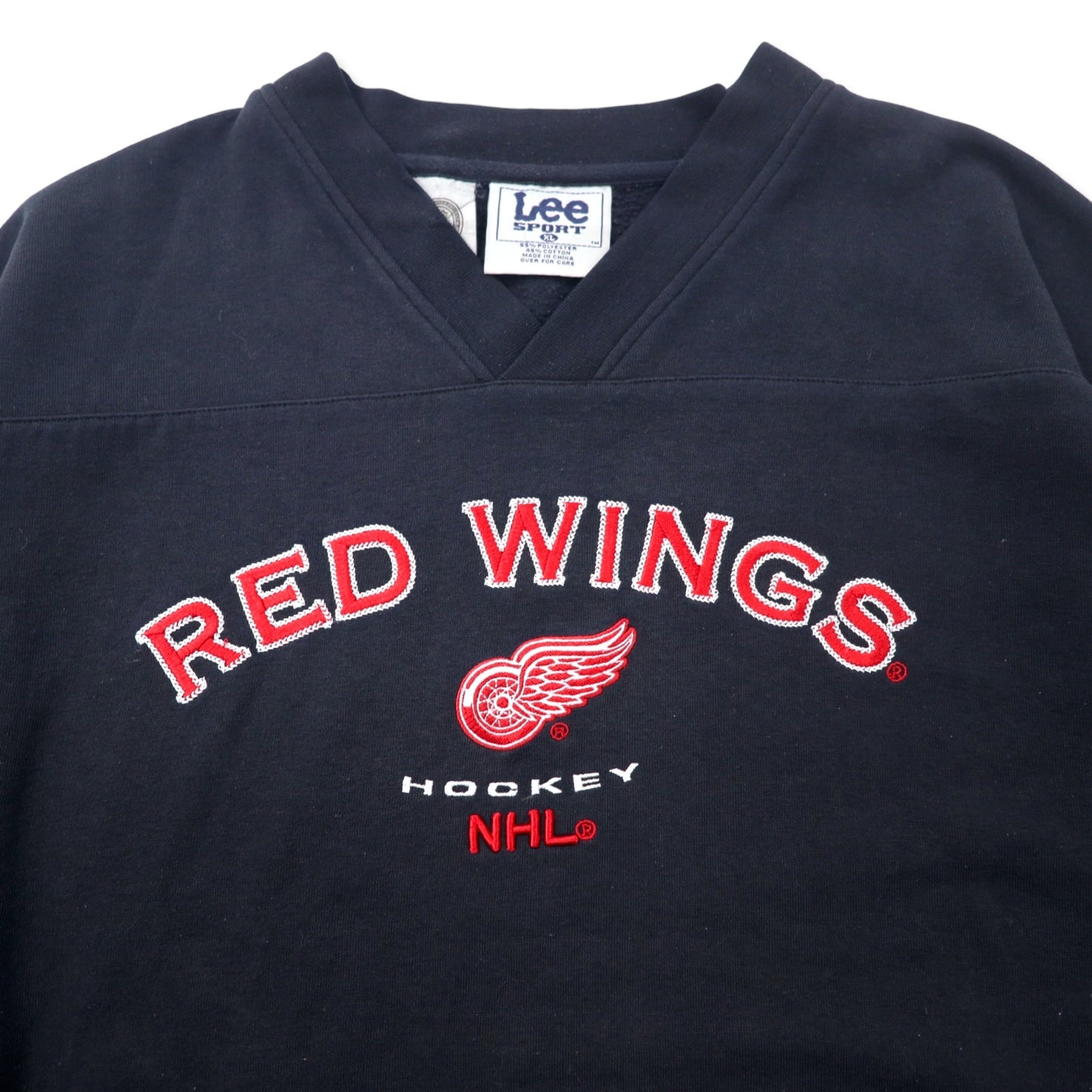 Lee SPORT 90年代 NHL Vネック スウェット ホッケーシャツ XL ブラック コットン RED WINGS ビッグサイズ