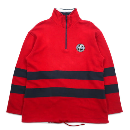 CHAPS RALPH LAUREN 90年代 ハーフジップ スウェット L レッド コットン ドローコード