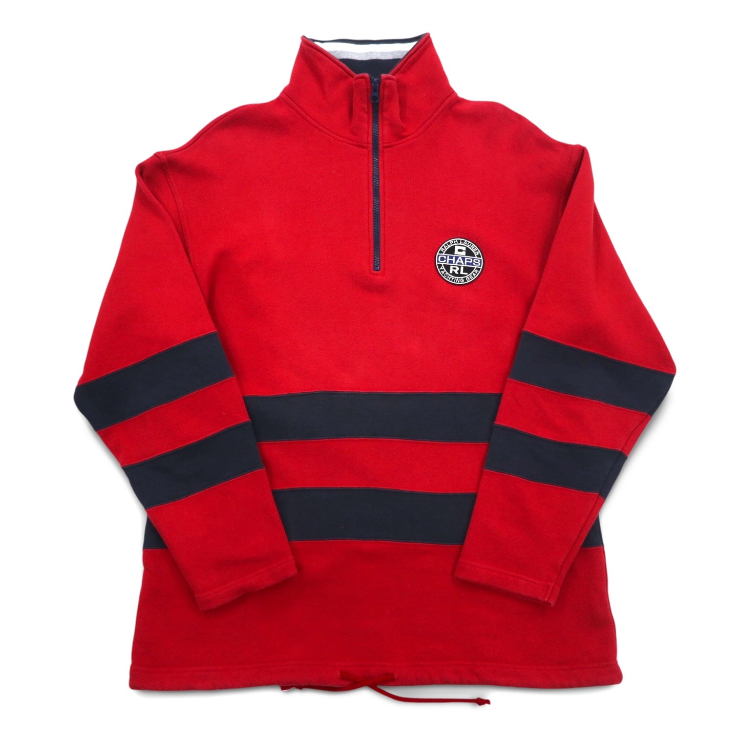 CHAPS RALPH LAUREN 90年代 ハーフジップ スウェット L レッド コットン ドローコード