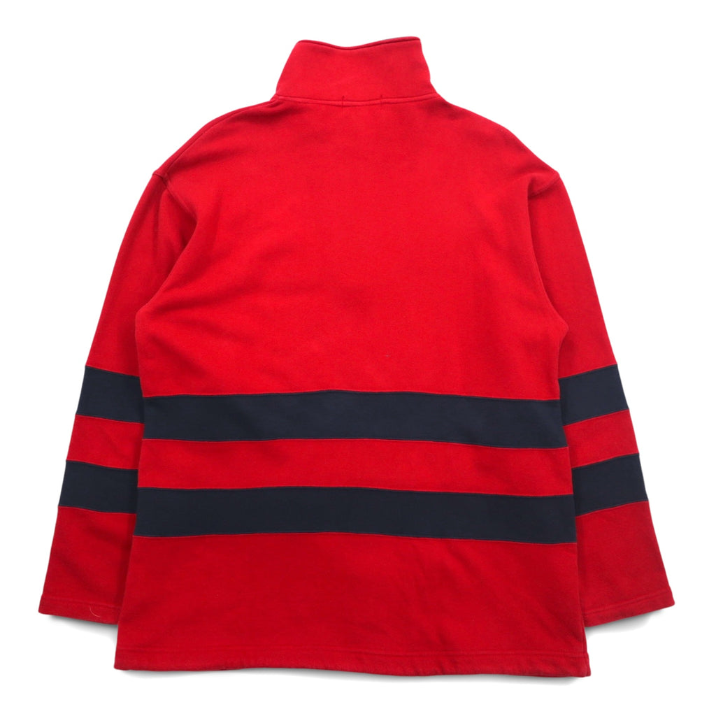 CHAPS RALPH LAUREN 90s Half Zip Sweatshirt L Red Cotton Drawstring