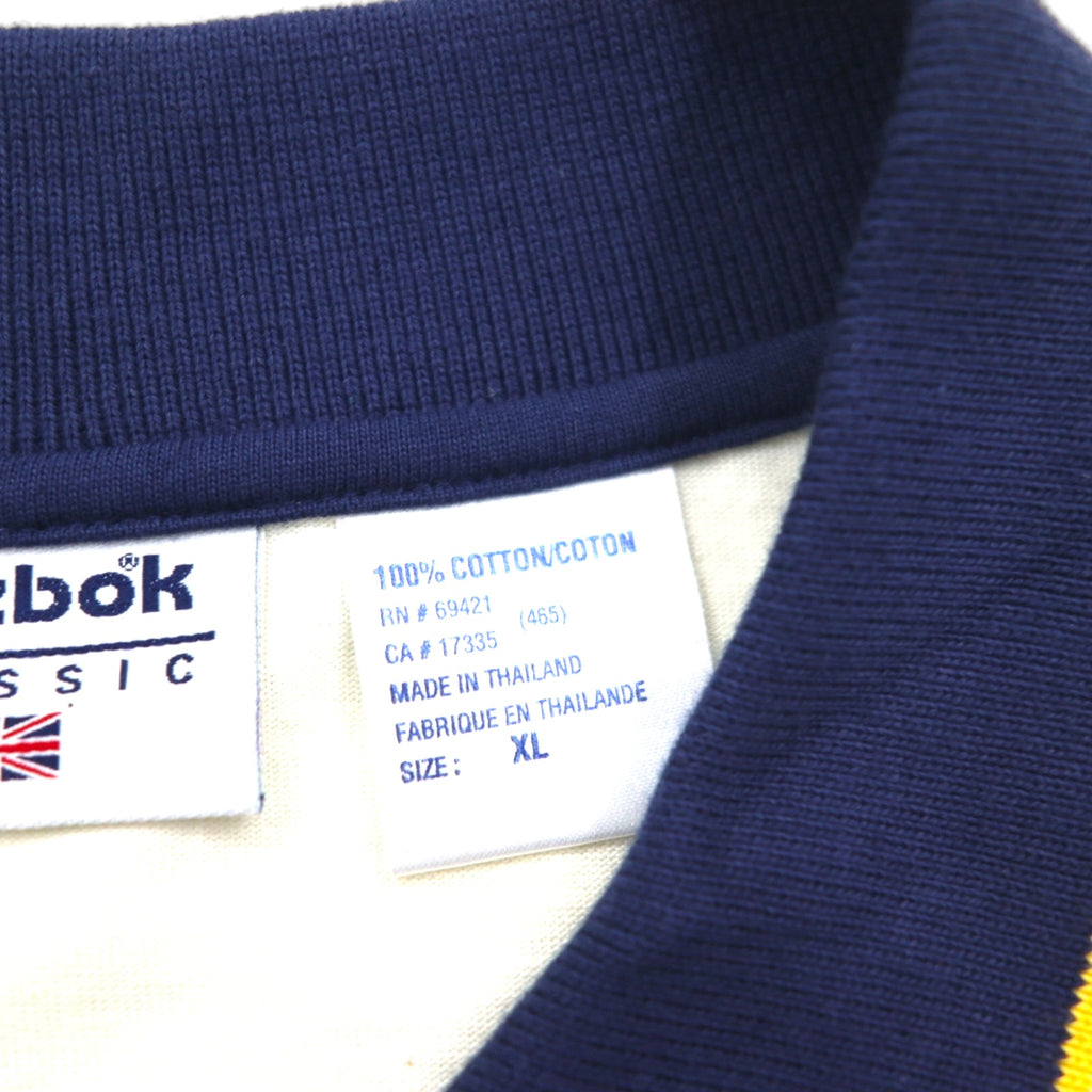 Reebok CLASSIC Line Design Polo Shirt XL Cream Navy Cotton Unused