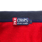 CHAPS RALPH LAUREN 90s Half Zip Sweatshirt L Red Cotton Drawstring