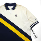 Reebok CLASSIC Line Design Polo Shirt XL Cream Navy Cotton Unused