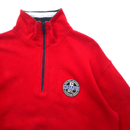 CHAPS RALPH LAUREN 90年代 ハーフジップ スウェット L レッド コットン ドローコード