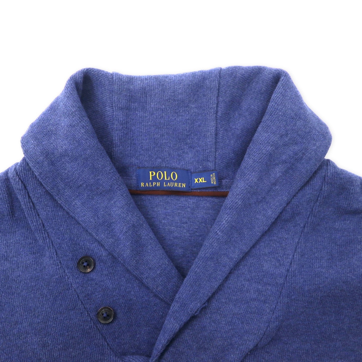 Polo by Ralph Lauren ショールカラー ニット セーター XXL ネイビー コットン レザーエルボーパッチ スモールポニー刺繍 ビッグサイズ