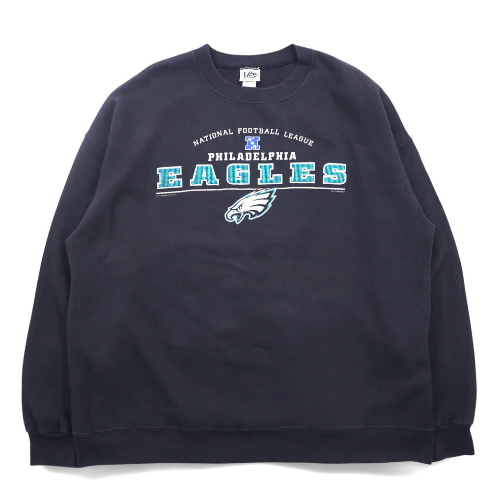Lee SPORT 90年代 NFL プリント スウェット 2XL ブラック コットン 裏起毛 PHILADELPHIA EAGLES