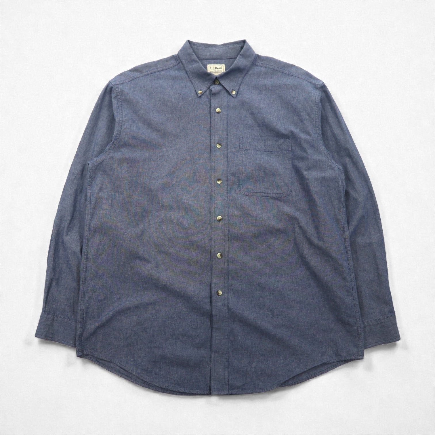 L.L.Bean 00年代 シャンブレー ボタンダウン シャツ L ブルー コットン DUG3