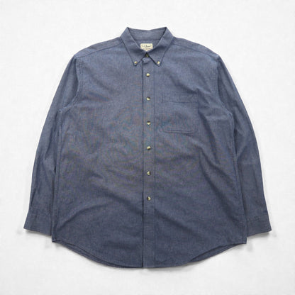 L.L.Bean 00年代 シャンブレー ボタンダウン シャツ L ブルー コットン DUG3