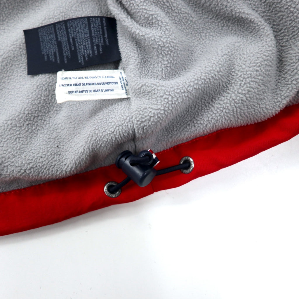TOMMY HILFIGER Sailing Jacket L Navy Red Nylon Fleece Liner Hood Storage Type