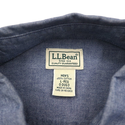 L.L.Bean 00年代 シャンブレー ボタンダウン シャツ L ブルー コットン DUG3