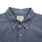 L.L.Bean 00年代 シャンブレー ボタンダウン シャツ L ブルー コットン DUG3